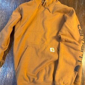 Carhartt Men's Tan Hoodie with Logo Sleeve